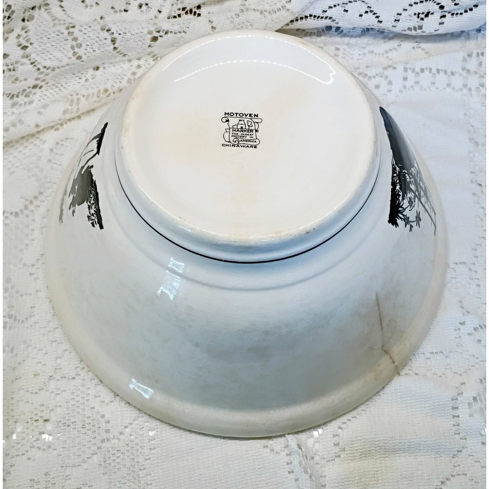 Vintage Harker Pottery Hotoven Silhouette Mixing Bowl 10 Inch Colonial Garden - Picture 10 of 10